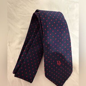 Vintage Christian Dior Silk Blend Swiss Dot Tie, Logo Designed Luxury 55"